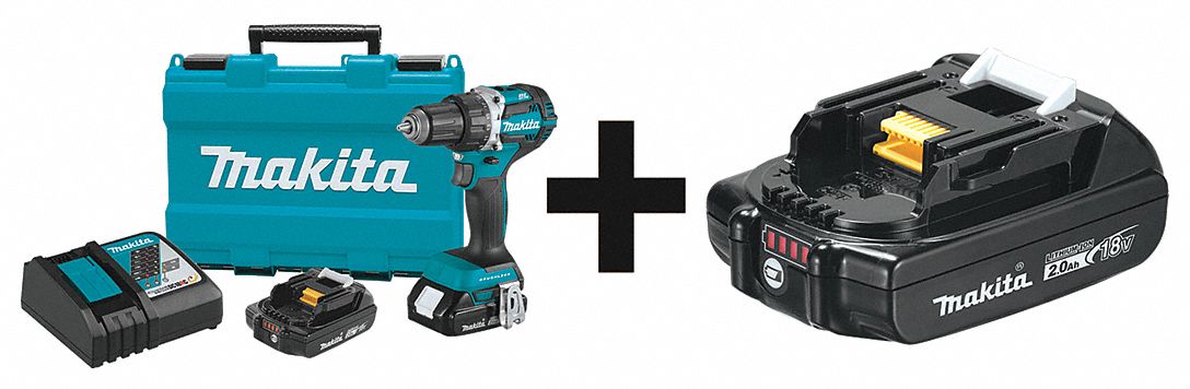 Drill Kit, Cordless, 2, 000 RPM, 18V DC