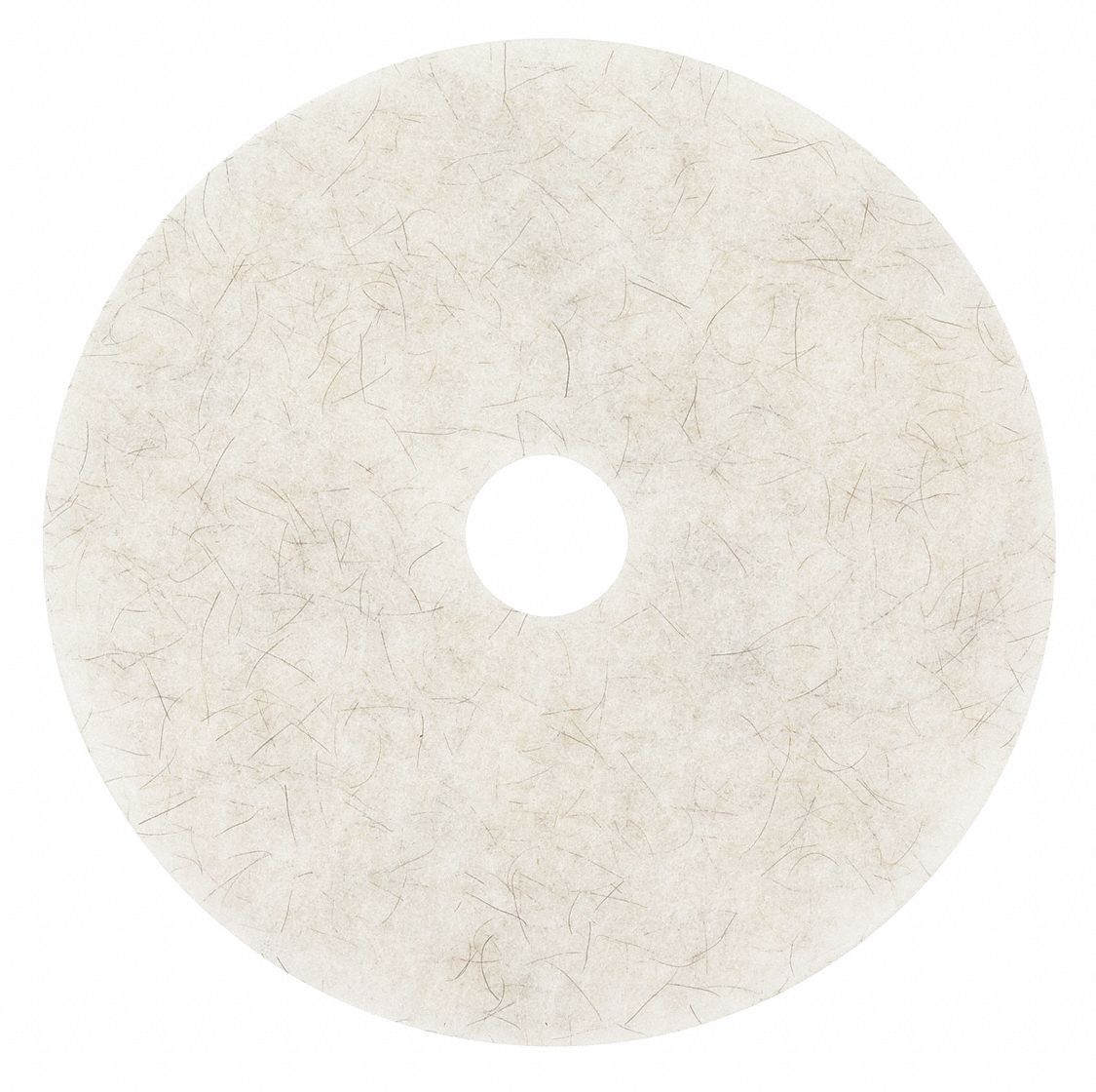 Burnishing Pad: White, 17 in Dia, Natural/Polyester Fiber, 3, 000 RPM Max Speed, Round, 5 PK