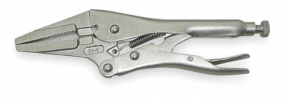 LOCKING PLIER, LONG NOSE, QUICK RELEASE, 1½ IN MAX JAW OPENING, 4 IN OVERALL L, 1½ IN JAW L