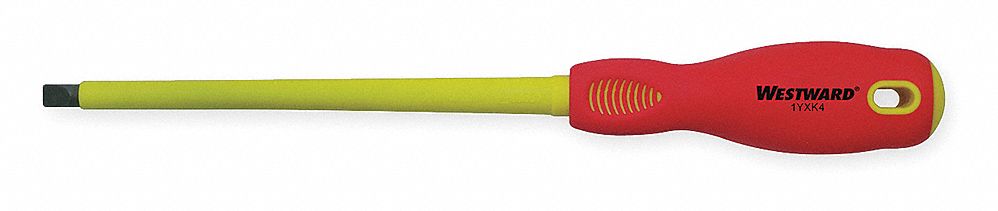 INSULATED SLOTTED SCREWDRIVER, 5/16 IN TIP SIZE, 11 3/4 IN OVERALL L, 7 IN SHANK L