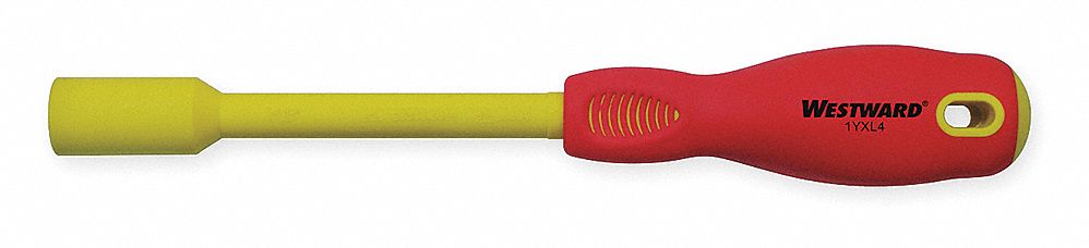 SOLID ROUND SHANK NUT DRIVER, 7/16 IN TIP SIZE, 9 1/2 IN OVERALL L, 1 IN BOLT CLEARANCE