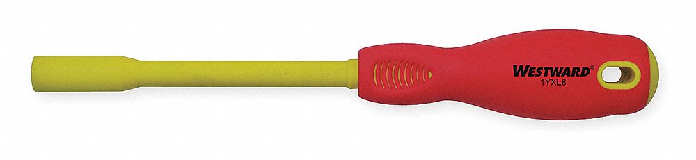 SOLID ROUND SHANK NUT DRIVER, 7 MM TIP SIZE, 9 1/2 IN OVERALL L, 1 IN BOLT CLEARANCE
