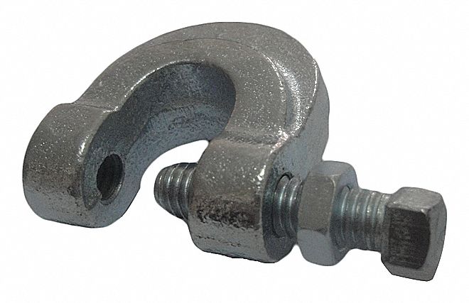 BEAM CLAMP: GALVANIZED MALLEABLE IRON, 400 LB LOAD CAPACITY, FOR ⅜ IN THREADED ROD