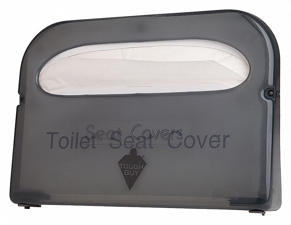 TOUGH GUY TOILET SEAT COVER DISPENSER, ½ FOLD, 500 SEAT COVERS, SMOKE, PLASTIC Toilet Seat