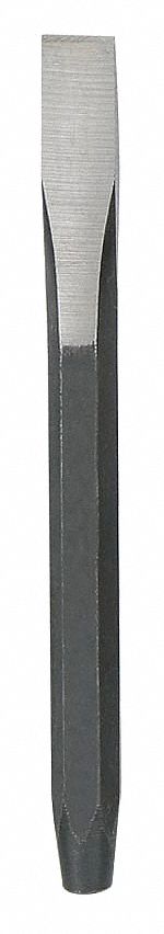 COLD CHISEL, STEEL, 1/2 IN BLADE W, 6 IN OVERALL L, PLAIN GRIP, 2AJG9