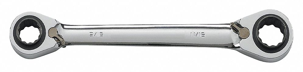 BOX END WRENCH, ALLOY STEEL, CHROME, 5/16 IN/3/8 IN/7/16 IN/1/2 IN HEAD SIZE, STANDARD