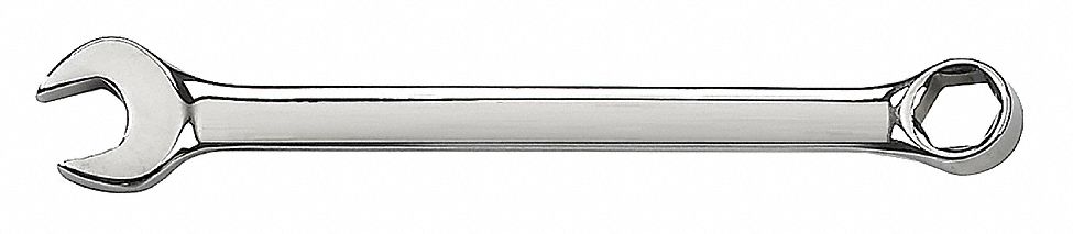 COMBINATION WRENCH, ALLOY STEEL, SILVER 1-PIECE HANDLE, ¾ IN HEAD, SAE, CHROME, 15 °  OFFSET, 9¾ IN L