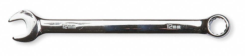 COMBINATION WRENCH, ALLOY STEEL, CHROME, 12 MM HEAD SIZE, 7 5/8 IN OVERALL L, OFFSET