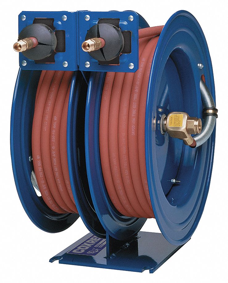 COXREELS REEL COMBO AIR/WATER SP DR 3/8X50FT - Combination Dual Reel Spring  Return Hose Reels with Hose - CXRC-LP350-350
