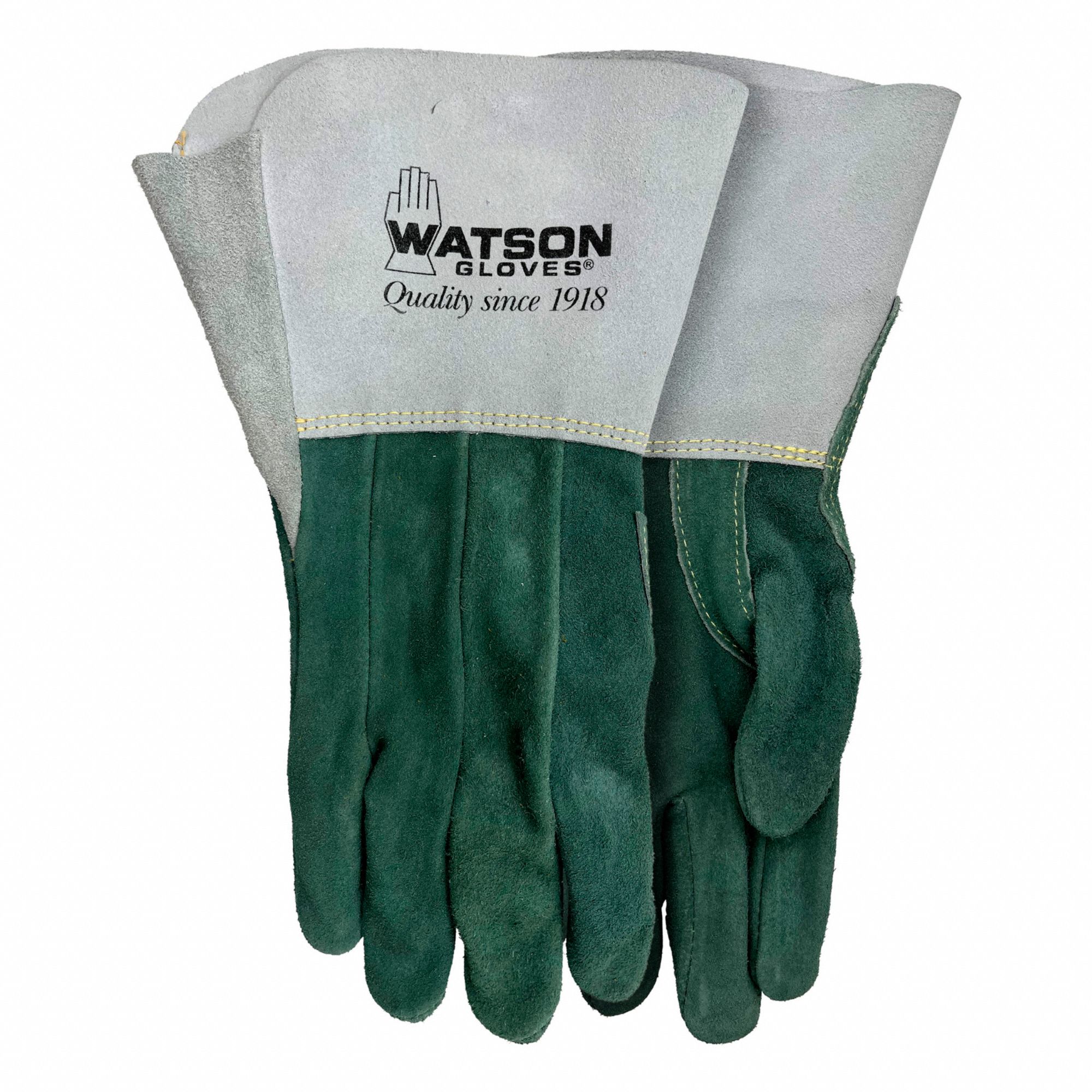 WELDING GLOVES, STRAIGHT THUMB, SZ 13, GREEN, SPLIT COWHIDE/KEVLAR, PR