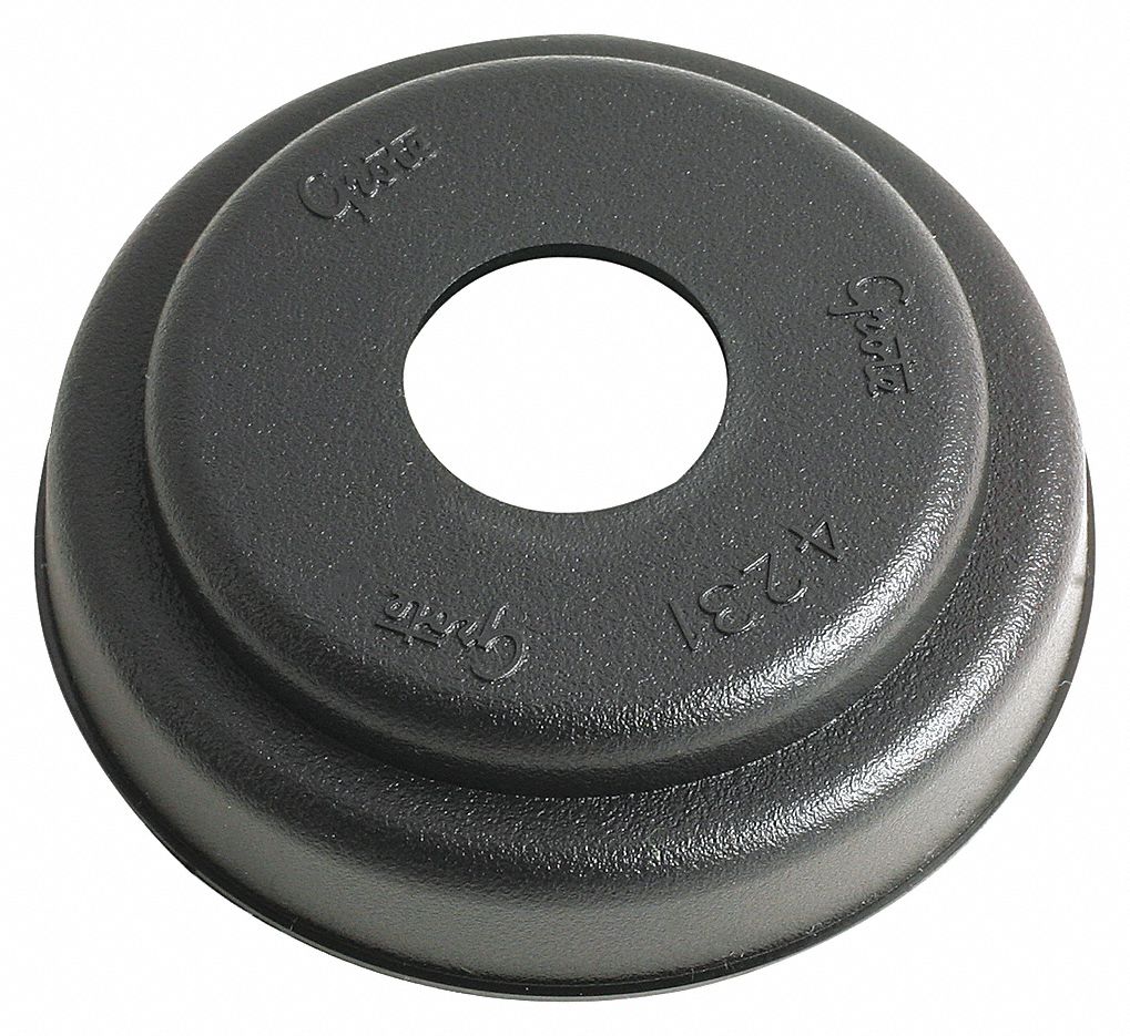 BRACKET ADAPTER/ROUND GROMMET FOR LAMP INSTALLATION, 2 1/2 IN DIA, 5/8 IN DEPTH, BLACK