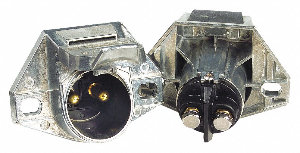 TRAILER SOCKET, 2-POLE, 200 AMP, 2, 1/4 IN MOUNTING HOLES, DIE-CAST ZINC HOUSING