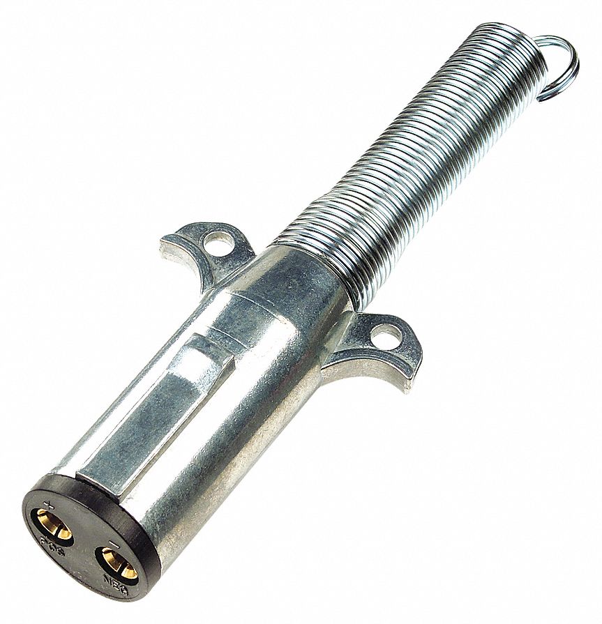 TRAILER PLUG W SPRING, 2-POLE, 200 AMP, 2, 1/4 IN MOUNTING HOLES, DIE-CAST ZINC HOUSING