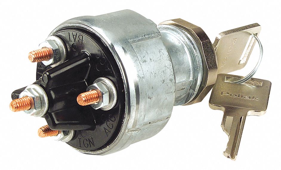 GROTE ELECTRICAL KEY SWITCH WITH GLOW PLUG WARMER, SCREW TERMINAL, 4