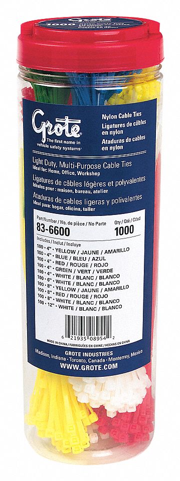 CABLE TIE ASSORTMENT 1000PK CANNISTER