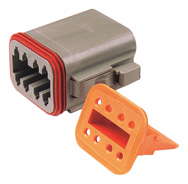 8-WAY HOUSING AND WEDGELOCK RECEPTACLE, MALE, -55 ° C TO 125 ° C, SILICON/NICKEL