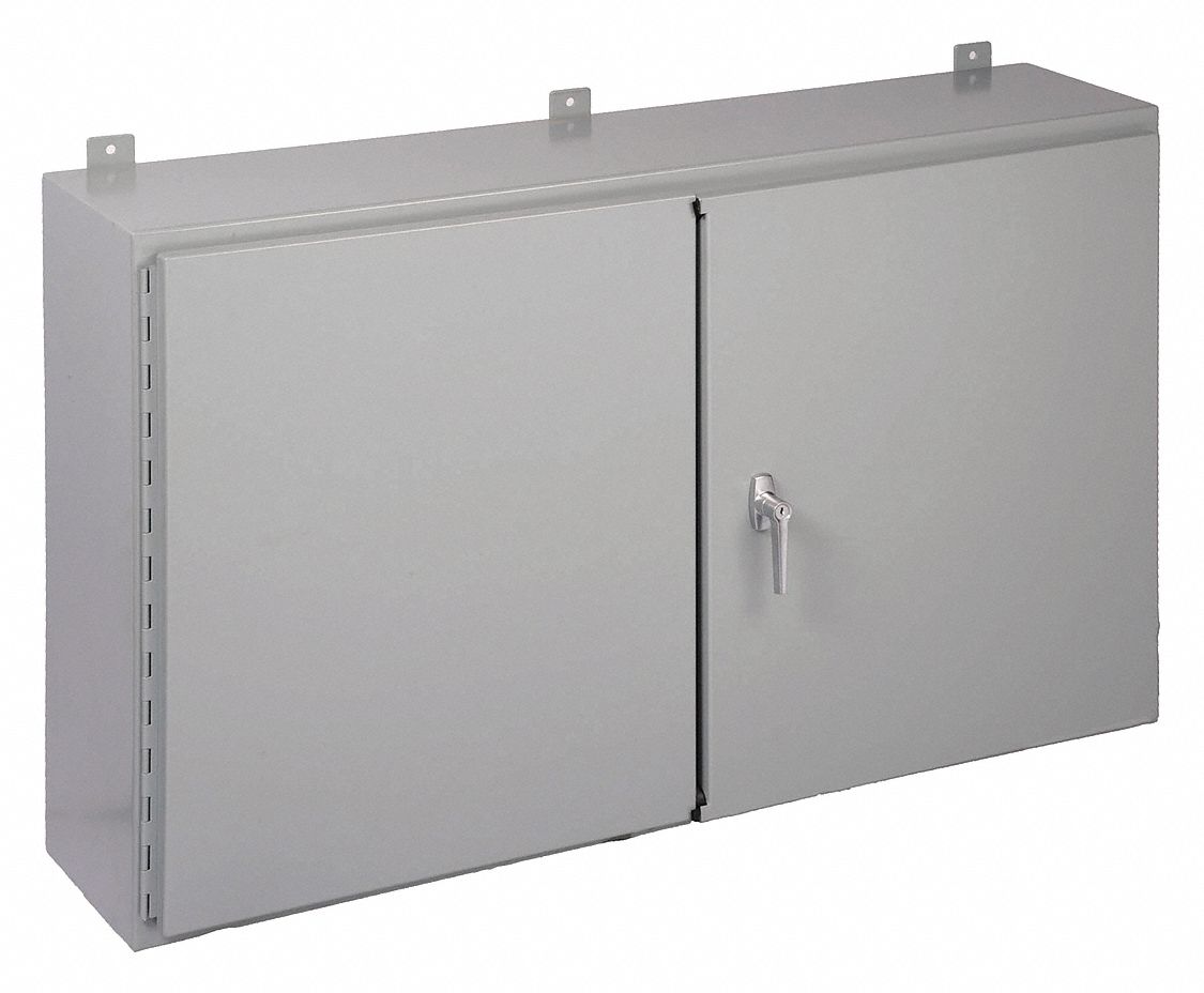 Enclosure: Steel, 30 in x 48 in x 10 in, NEMA 12/13, Solid Cover, Hinged