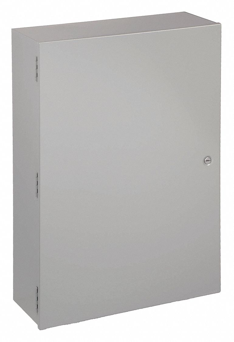 Enclosure: Steel, 36 in x 24 in x 9 in, NEMA 1, Solid Cover, Hinged, Painted