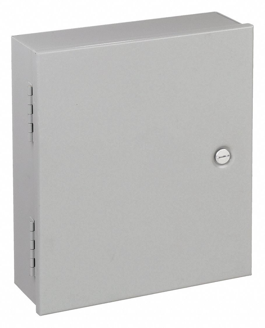 Enclosure: Steel, 10 in x 8 in x 4 in, NEMA 1, Solid Cover, Hinged, Painted