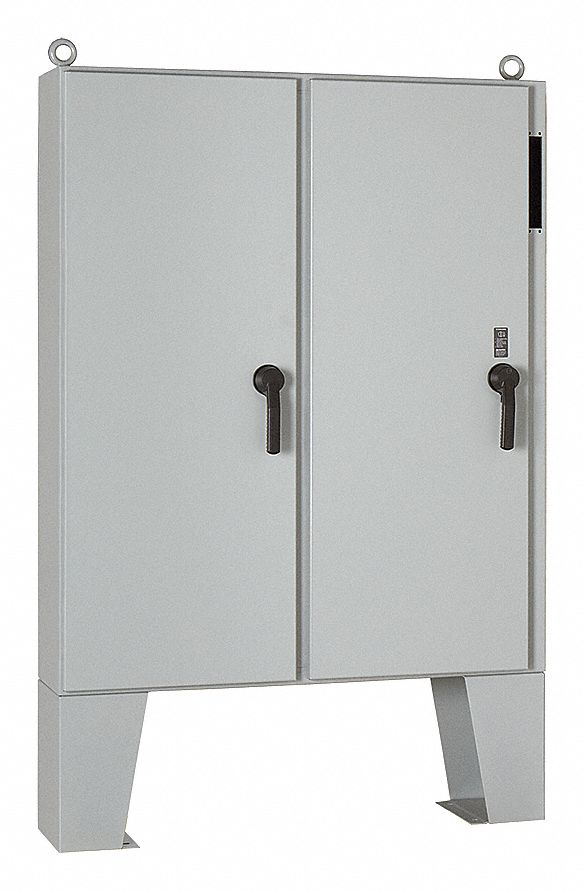 Enclosure: Steel, 60 in x 49 in x 12 in, NEMA 12, Solid Cover, Hinged