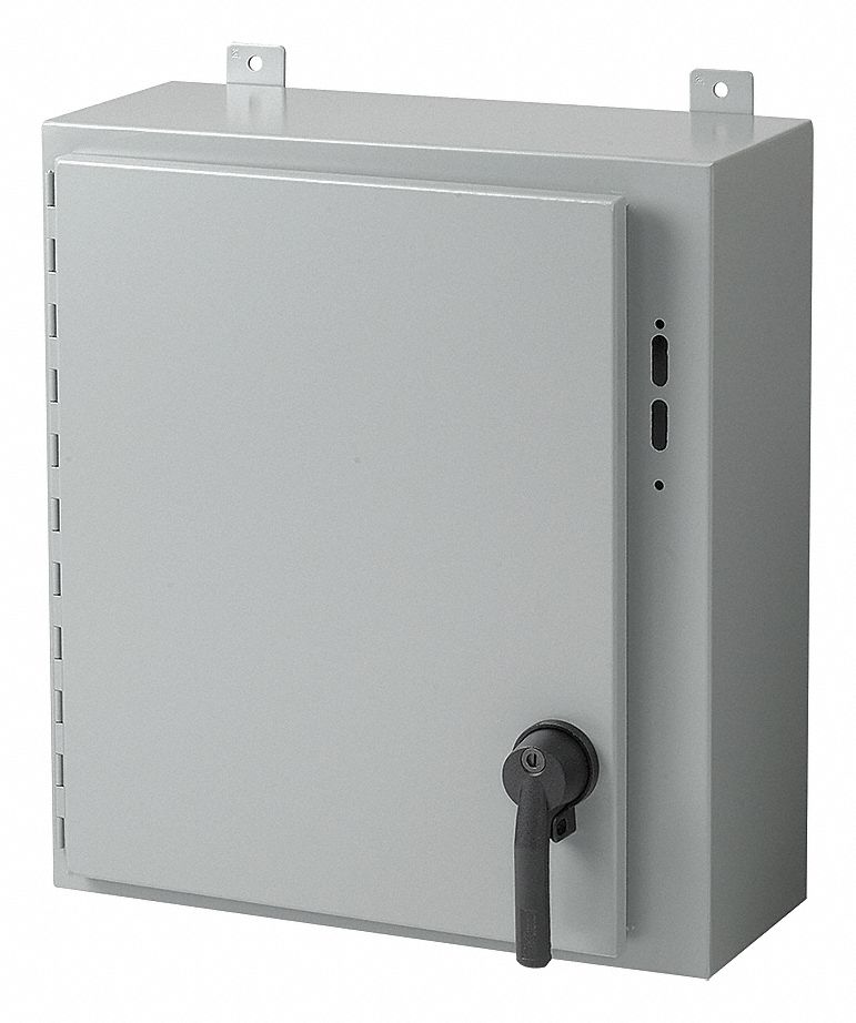 Disconnect Enclosure: NEMA 12/13, Powder-Coated Steel, 36 in x 32 in x 10 in, Keyed Handle