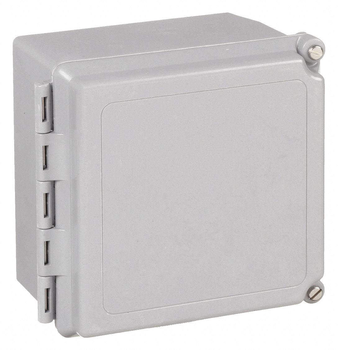 Enclosure: Fiberglass, 6 in x 6 in x 4 in, NEMA 12/13/4/4X, Solid Cover, Hinged, Wall