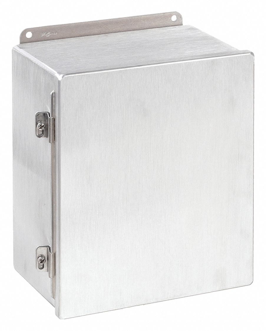 Enclosure: Aluminum, 12 in x 10 in x 6 in, NEMA 12/13, Solid Cover, Hinged