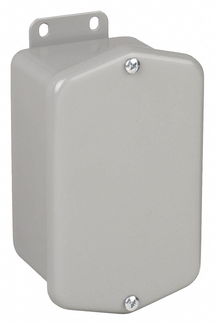 Enclosure: Steel, 4 in x 2 in x 2 in, NEMA 12/13/4/6, Solid Cover, Screw On