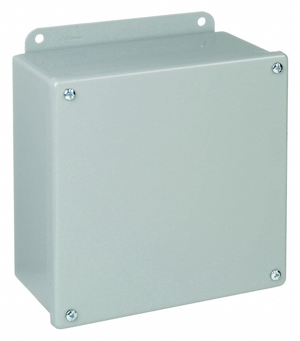 Enclosure: Steel, 12 in x 12 in x 6 in, NEMA 12/13, Solid Cover, Screw On