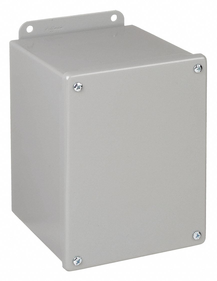 Enclosure: Steel, 10 in x 10 in x 4 in, NEMA 12/13, Solid Cover, Screw On