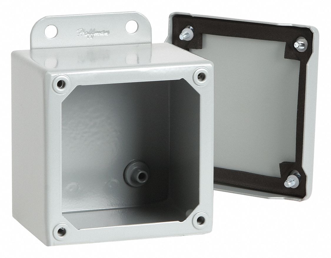 Enclosure: Steel, 6 in x 4 in x 3 in, NEMA 12/13, Solid Cover, Screw On