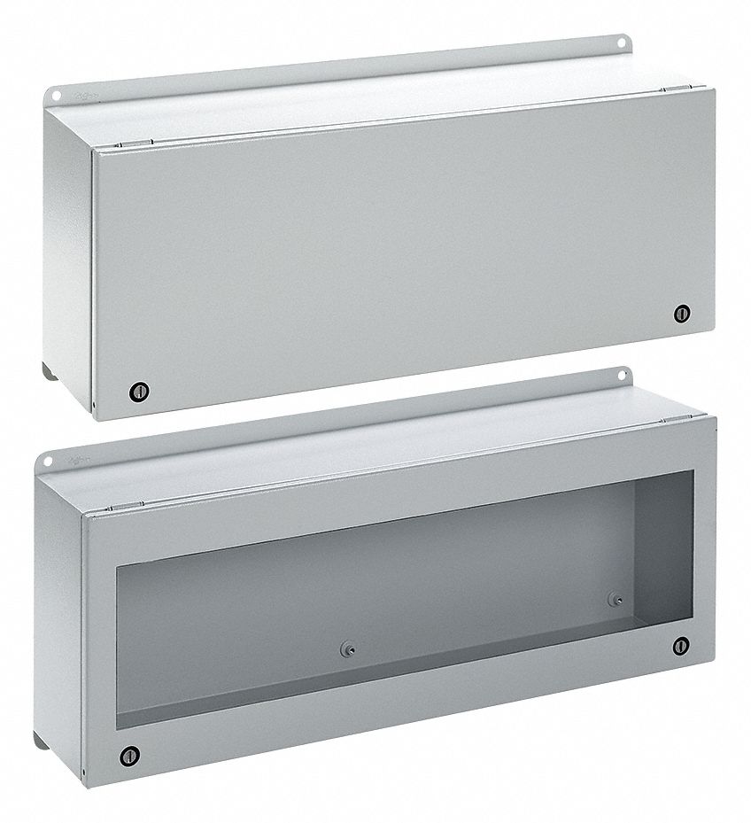 Enclosure: Steel, 9 in x 18 in x 6 in, NEMA 12/3/4, Solid Cover, Hinged