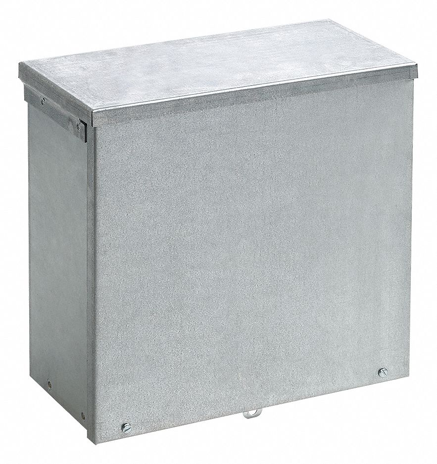 Enclosure: Steel, 10 in x 10 in x 6 in, 3R, Solid Cover, Screw On, Included, Galvanized