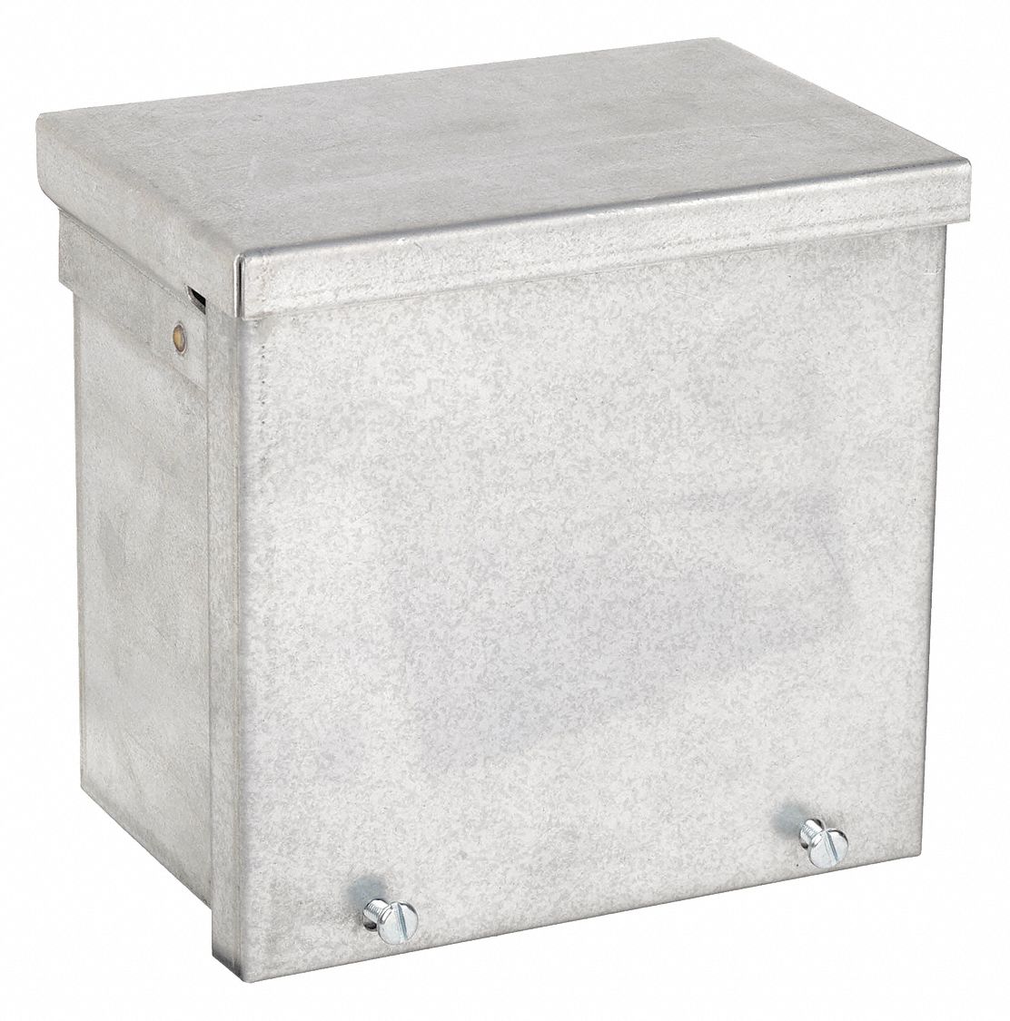 Enclosure: Steel, 6 in x 6 in x 4 in, 3R, Solid Cover, Screw On, Included, Galvanized