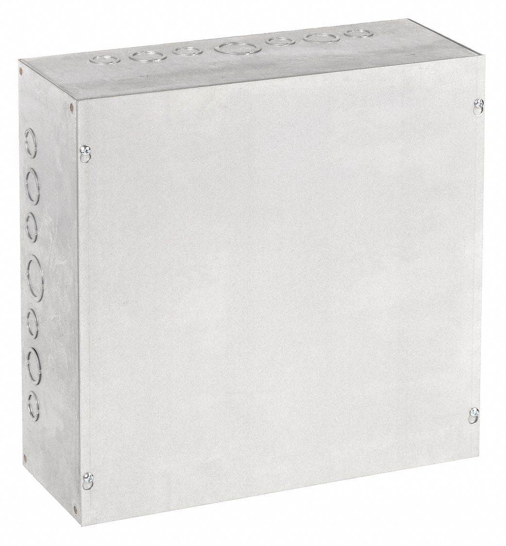 Enclosure: Steel, 16 in x 15 in x 6 in, NEMA 1, Solid Cover, Screw On, Included, Galvanized