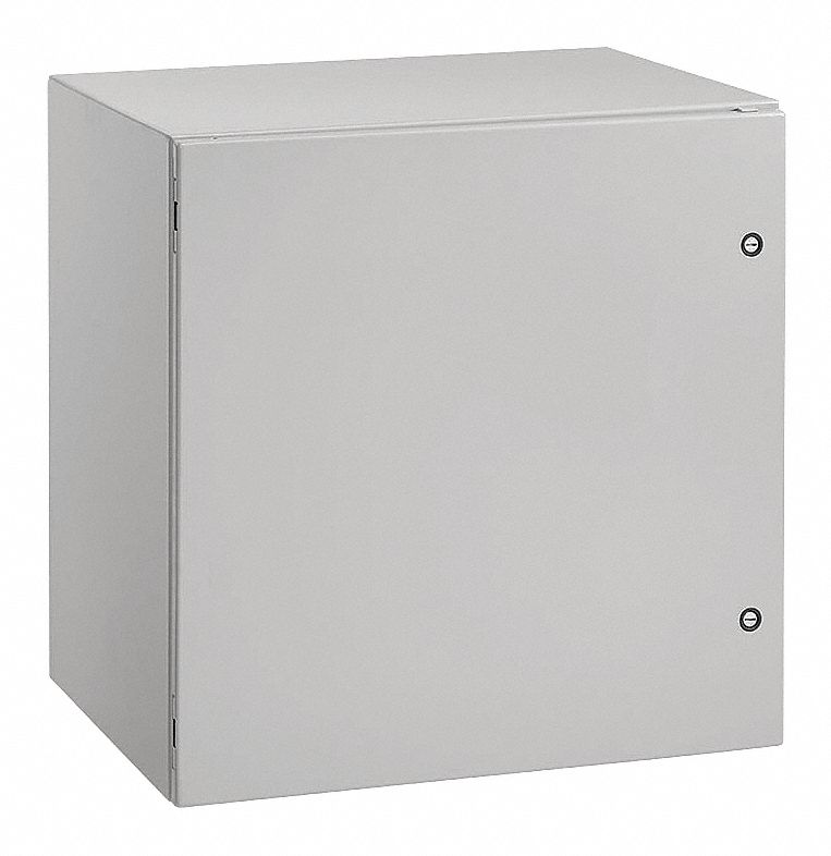 Enclosure: Steel, 24 in x 24 in x 16 in, NEMA 12/13/4, Solid Cover, Hinged