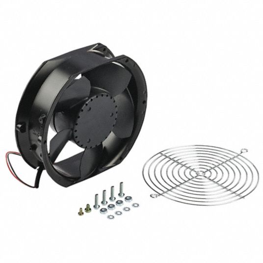 HOFFMAN Standard Round Axial Fan: 5 7/8 in Dia, 1 1/2 in Dp, 100 cfm, Cast  Aluminum, 115V AC