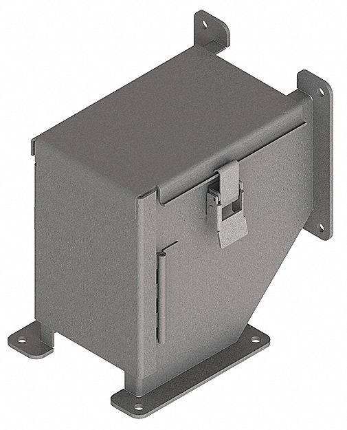 Wireway 90 Degree Elbow: 4 in Wd, 4 in Ht, 4 in, Hinged Cover with Quick-Release Latches, Steel