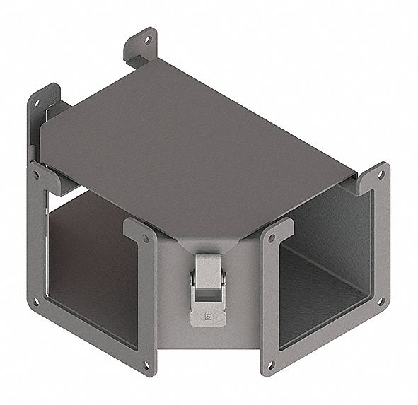 Wireway Tee: 4 in Wd, 4 in Ht, 10 in, Hinged Cover with Quick-Release Latches, Steel