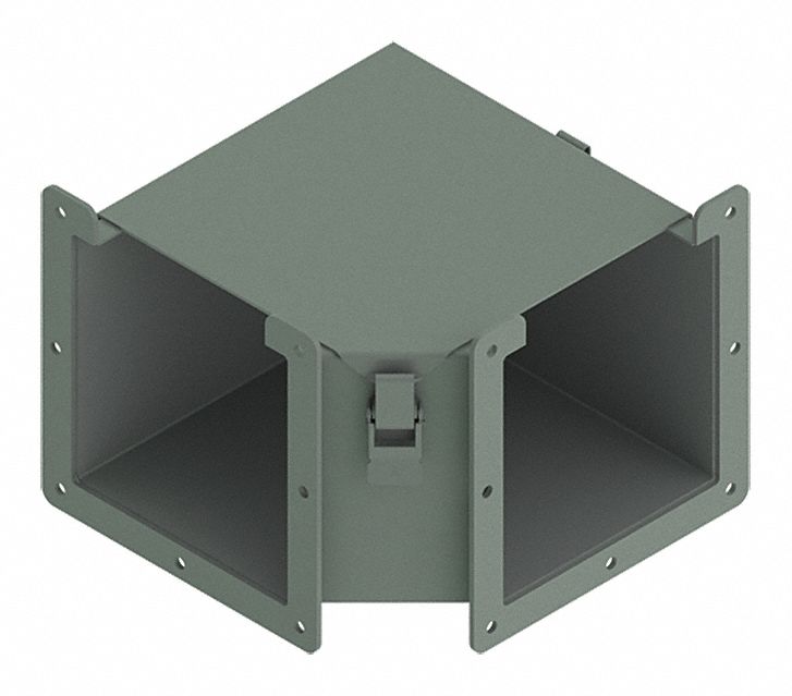 Wireway 90 Degree Elbow: 6 in Wd, 6 in Ht, 6 in, Hinged Cover with Quick-Release Latches, Steel