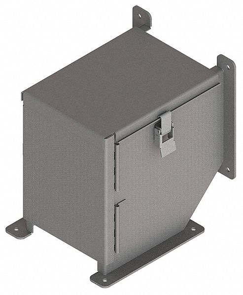 Wireway 90 Degree Elbow: 6 in Wd, 6 in Ht, 6 in, Hinged Cover with Quick-Release Latches, Steel