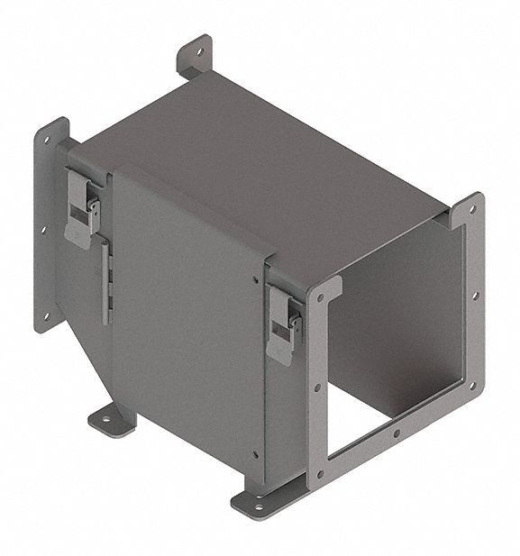 Wireway Tee: 6 in Wd, 6 in Ht, 12 in, Hinged Cover with Quick-Release Latches, Steel