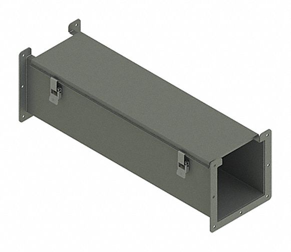 Straight Section Wireway: 8 in Wd, 8 in Ht, 24 in Lg, 14 ga Gauge, Steel