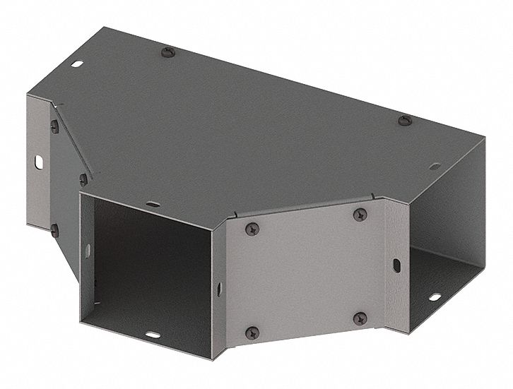 Wireway Tee: 4 in Wd, 4 in Ht, 16 ga Gauge, 1, Screw-On Cover, Steel, Painted