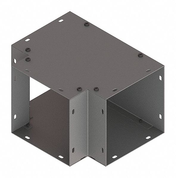 Wireway Tee: 6 in Wd, 6 in Ht, 16 ga Gauge, 1, Screw-On Cover, Steel, Painted