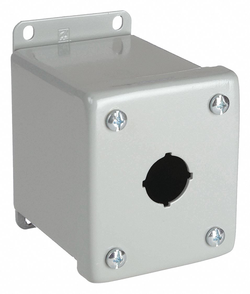 PUSH BUTTON ENCLOSURE, 22 MM, 1 HOLES, CARBON STEEL, NEMA 12