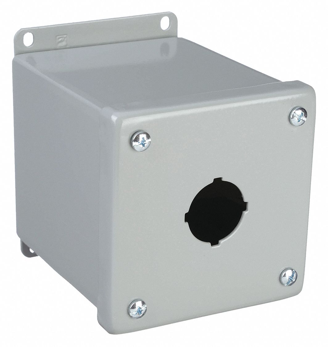 PUSH BUTTON ENCLOSURE, 30 MM, 1 HOLES, CARBON STEEL, NEMA 12