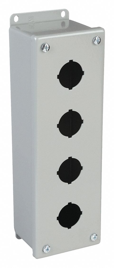 PUSH BUTTON ENCLOSURE, 30 MM, 4 HOLES, CARBON STEEL, NEMA 12