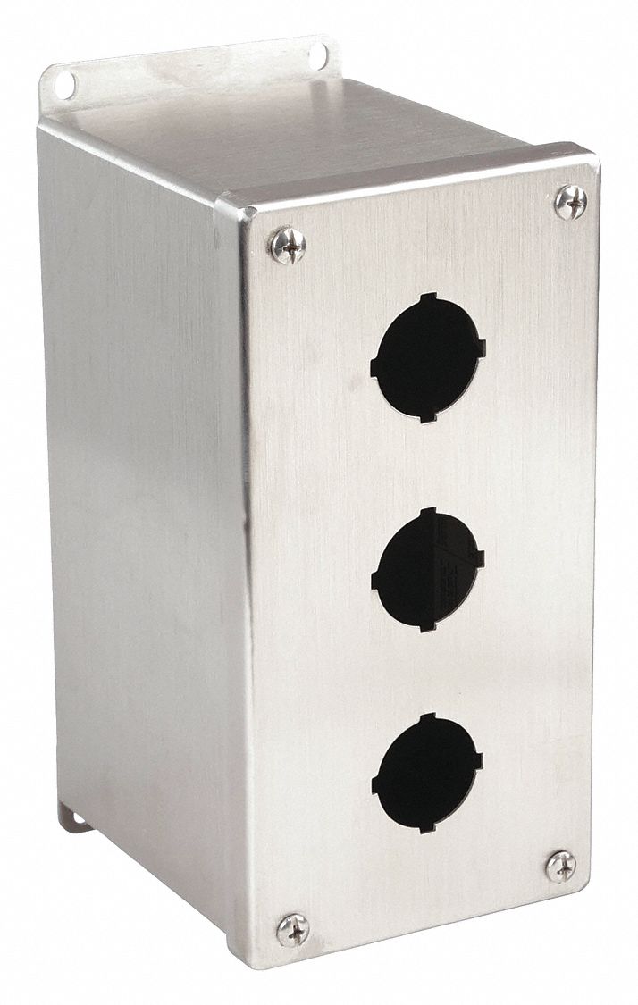PUSH BUTTON ENCLOSURE, 30 MM, 3 HOLES, 304 STAINLESS STEEL, NEMA 4X