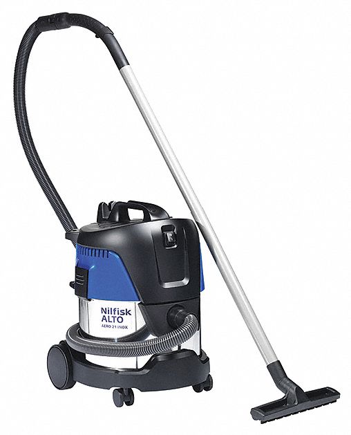Shop Vacuum: 5 gal Tank Size, Stainless Steel, 1 in Vacuum Hose Dia, 11 ft Hose Lg, Wet/Dry